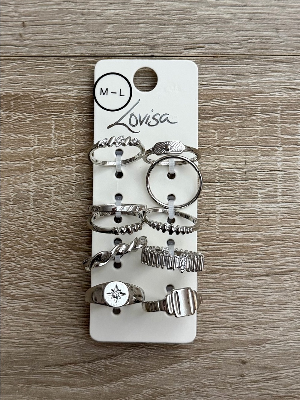 Lovisa Silver Stacking Ring Set (10 Rings!) M/L NWT - Picture 2 of 2